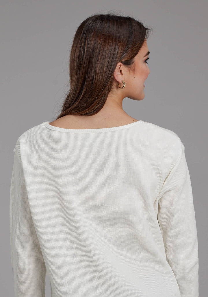WOMENS WAFFLE SLUB TEE LONG SLEEVE PULLOVER WESTERN SHIRT