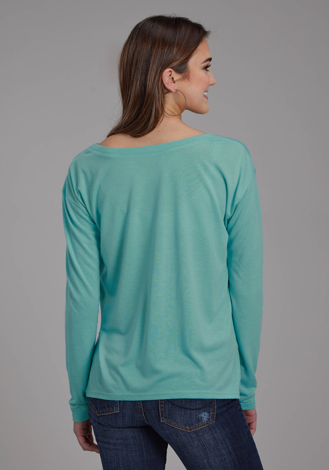 WOMENS POLY RAYON LONG SLEEVE JERSEY TEE LONG SLEEVE PULLOVER WESTERN SHIRT