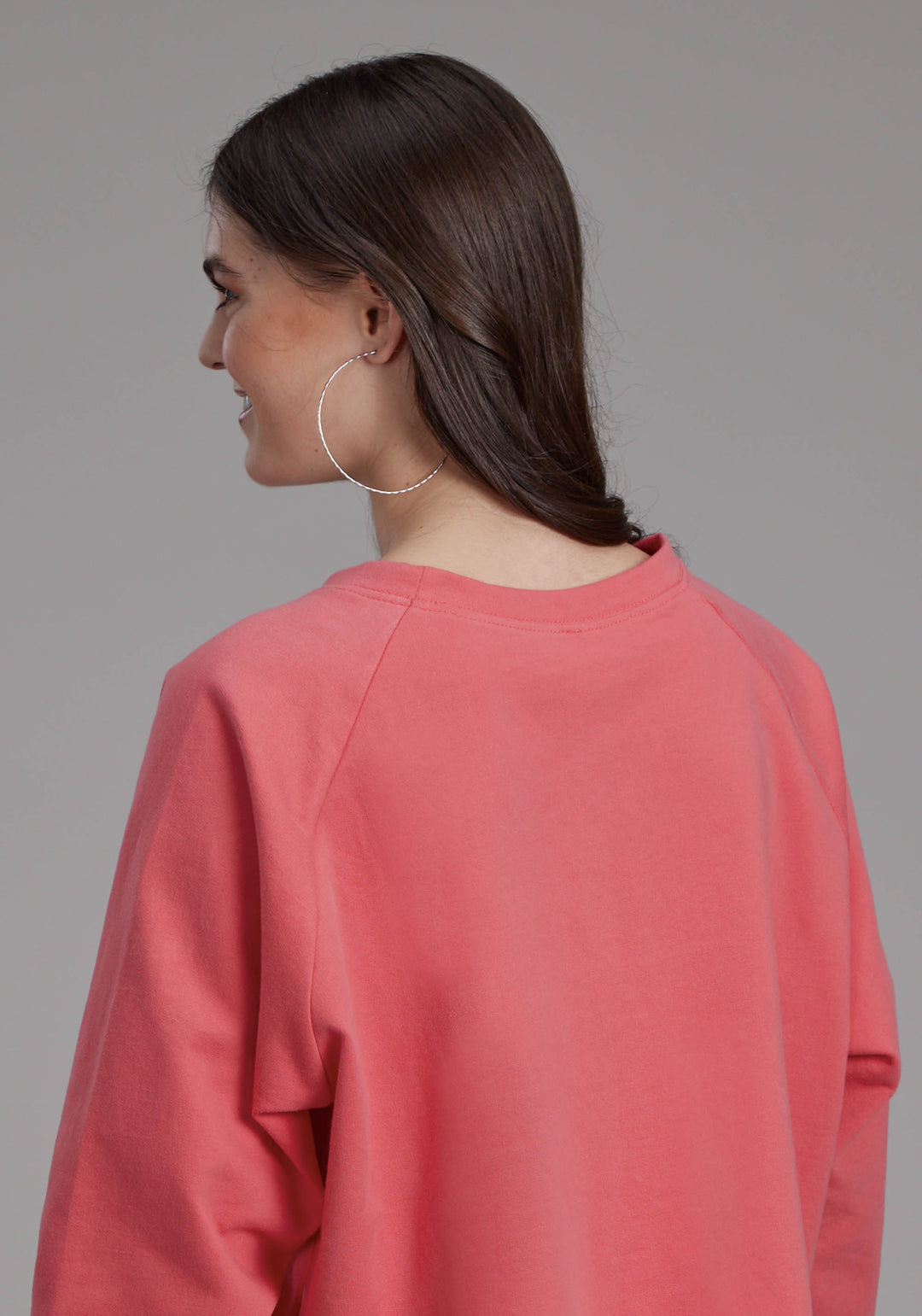 WOMENS BRIGHT CORRAL PINK LONG SLEEVE PULLOVER WESTERN SHIRT