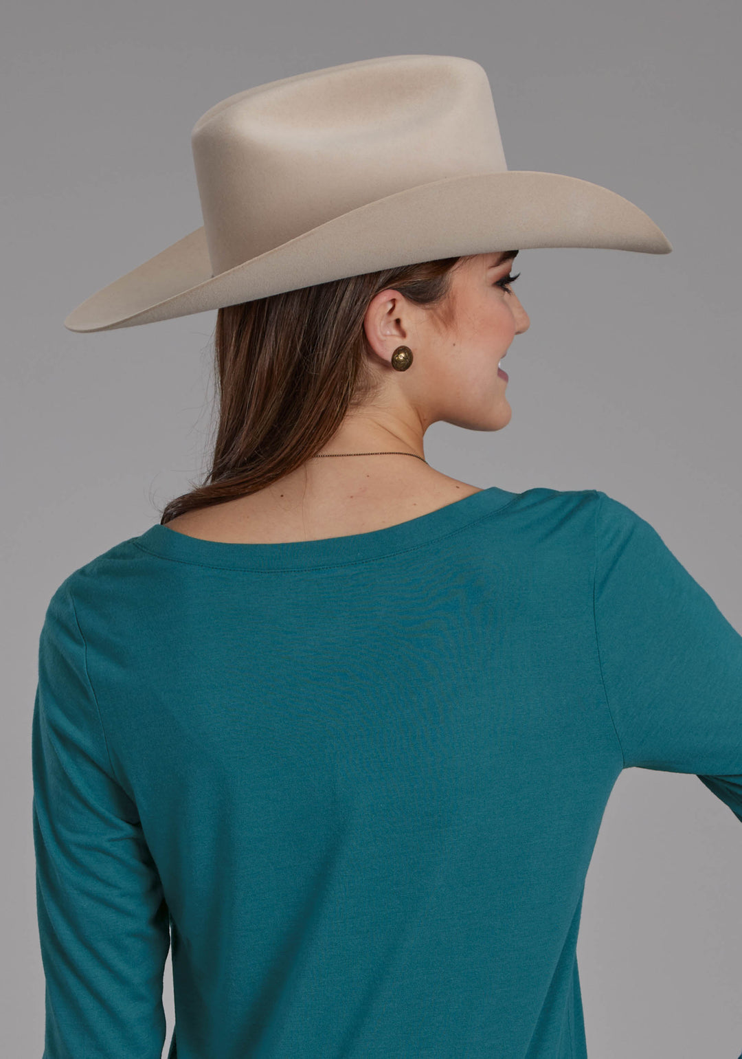 WOMENS POLY RAYON LONG SLEEVE TEE LONG SLEEVE PULLOVER WESTERN SHIRT