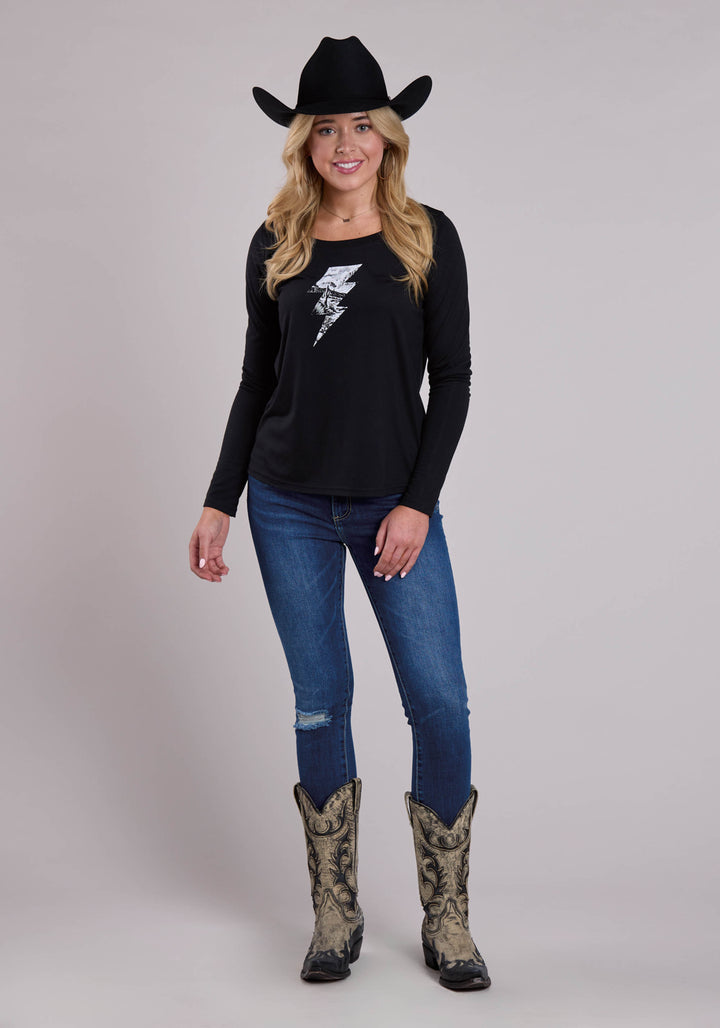 WOMENS LONG SLEEVE PULLOVER POLY RAYON JERSEY TEE WESTERN SHIRT