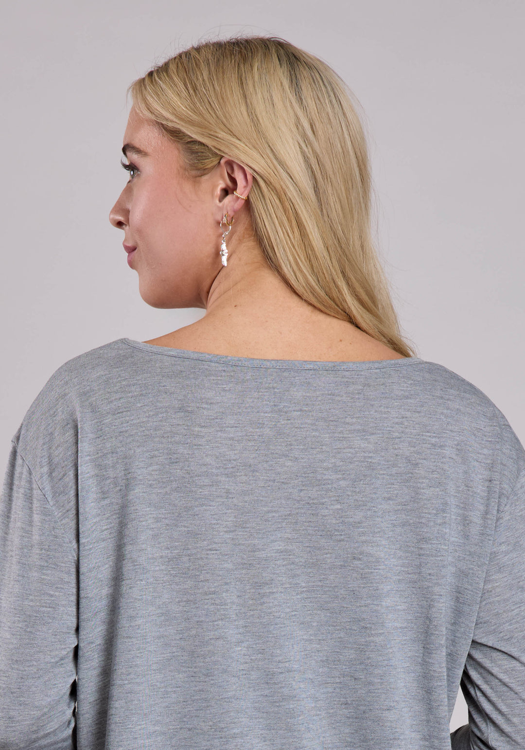 WOMENS ROPER HEATHER GREY POLY RAYON LONG SLEEVE SHIRT