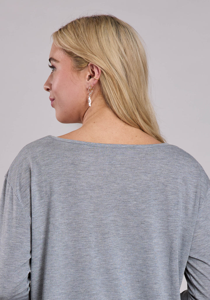 WOMENS ROPER HEATHER GREY POLY RAYON LONG SLEEVE SHIRT