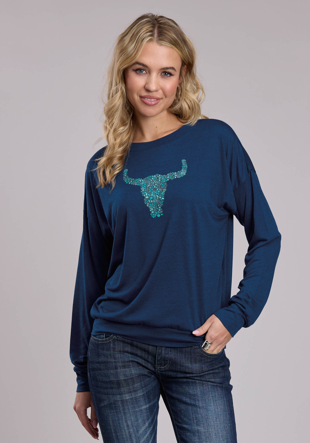 WOMENS ROPER POLY RAYON WESTERN JERSEY TEE