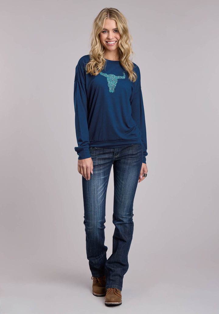 WOMENS ROPER POLY RAYON WESTERN JERSEY TEE