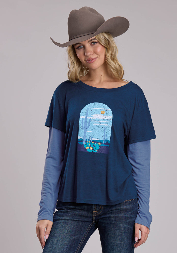 WOMENS ROPER POLY RAYON WESTERN JERSEY TEE