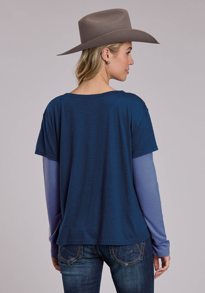 WOMENS ROPER POLY RAYON WESTERN JERSEY TEE