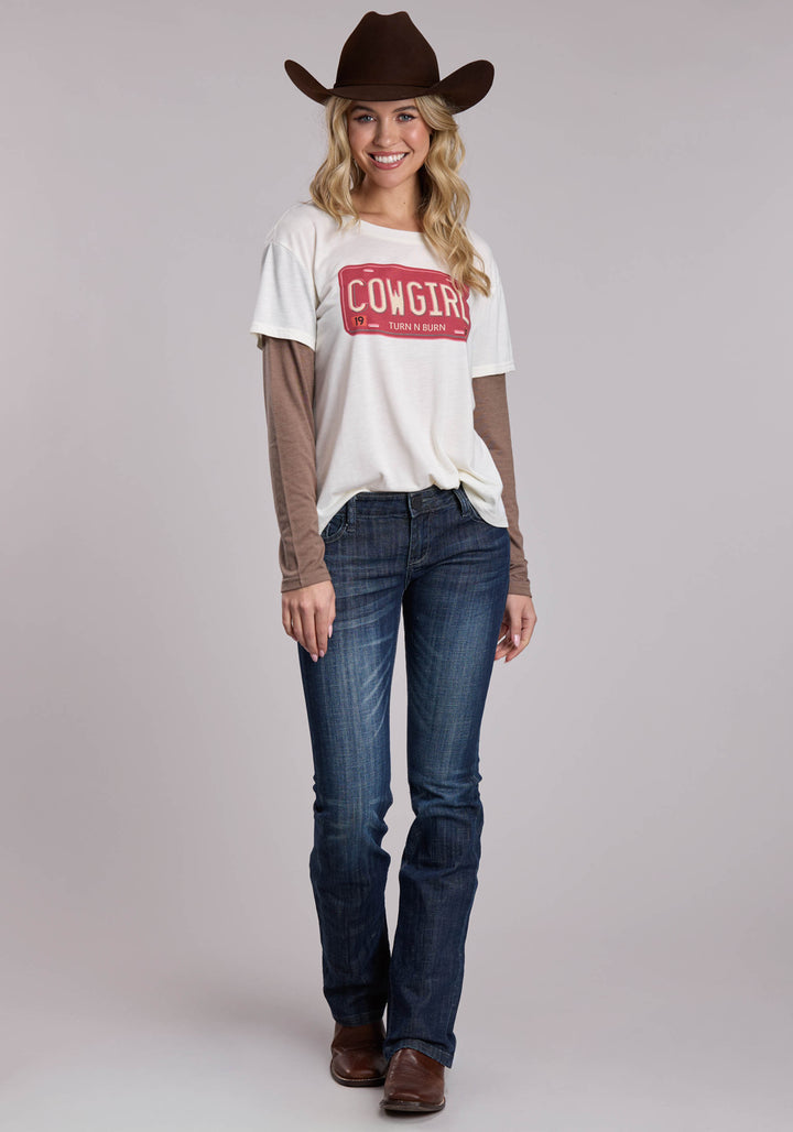 WOMENS ROPER POLY RAYON WESTERN JERSEY TEE