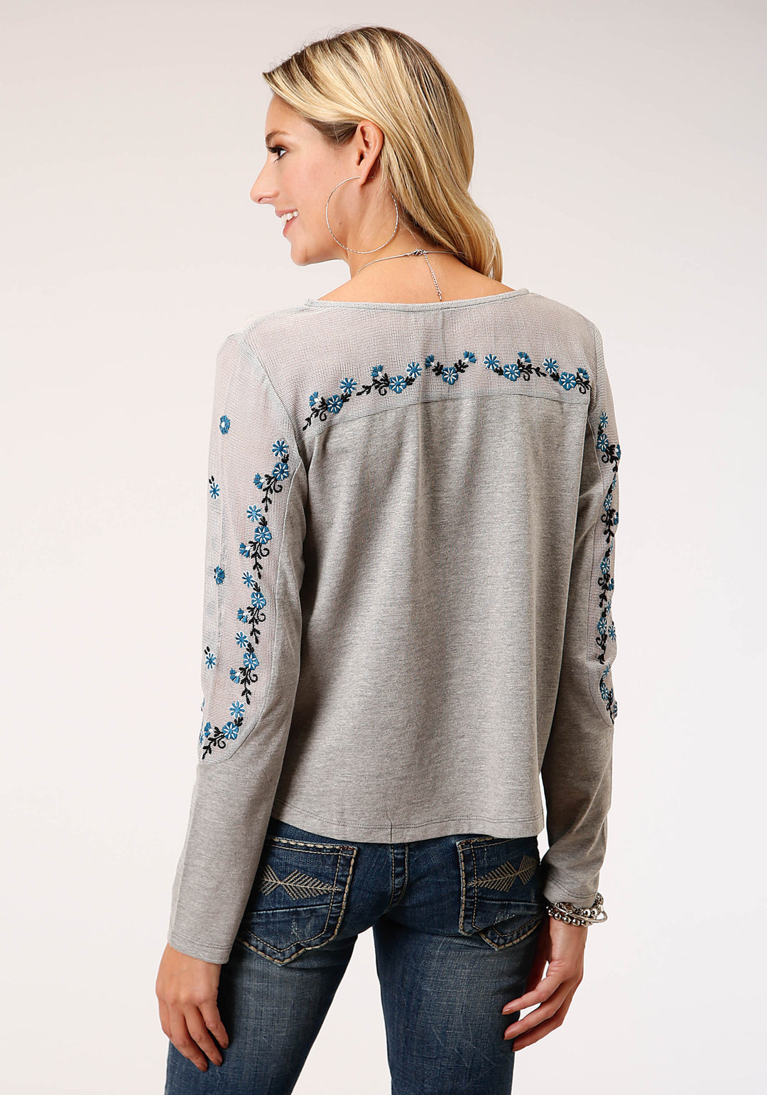 WOMENS LONG SLEEVE KNIT SLUB JERSEY TOP