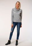 WOMENS POLY CISCOSE JERSEY COWL NECK LONG SLEEVE KNIT TOP