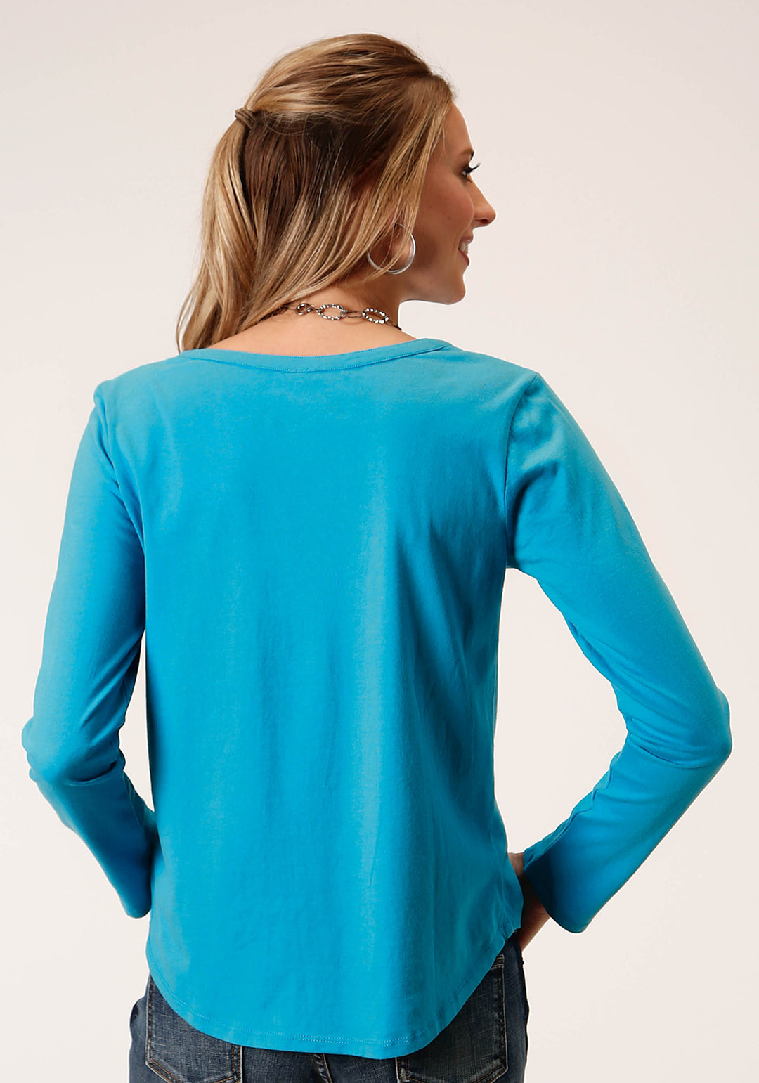 WOMENS LONG SLEEVE KNIT COTTON JERSEY TOP