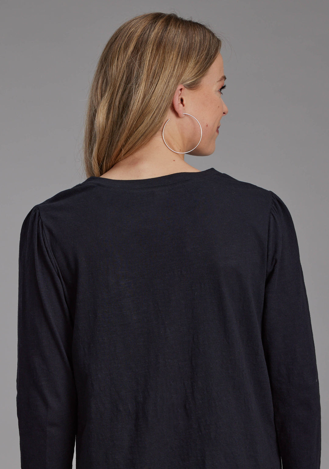 WOMENS SLUB JERSEY TOP WITH SCOOP NECK LONG SLEEVE PULLOVER WESTERN SHIRT