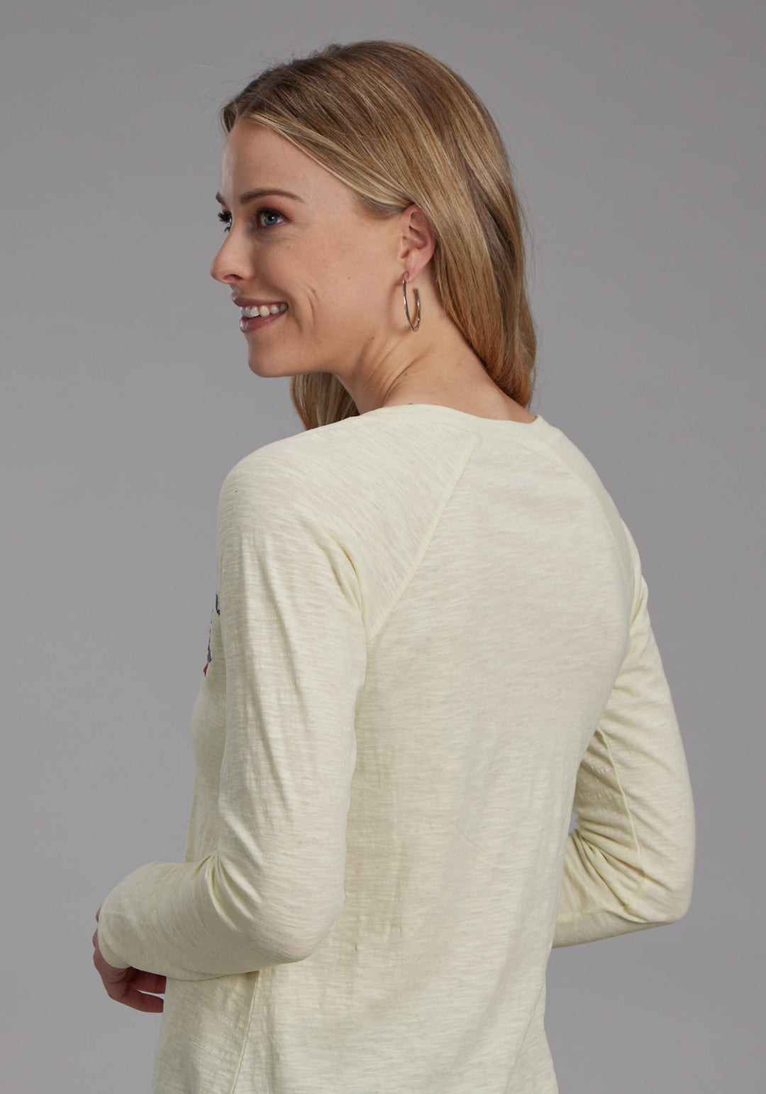 WOMENS COTTON SLUB JERSEY SHIRT LONG SLEEVE PULLOVER WESTERN SHIRT