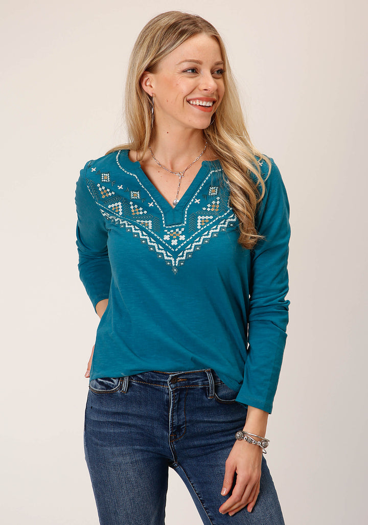 WOMENS LONG SLEEVE KNIT COTTON SLUB JERSEY TEE SHIRT TOP