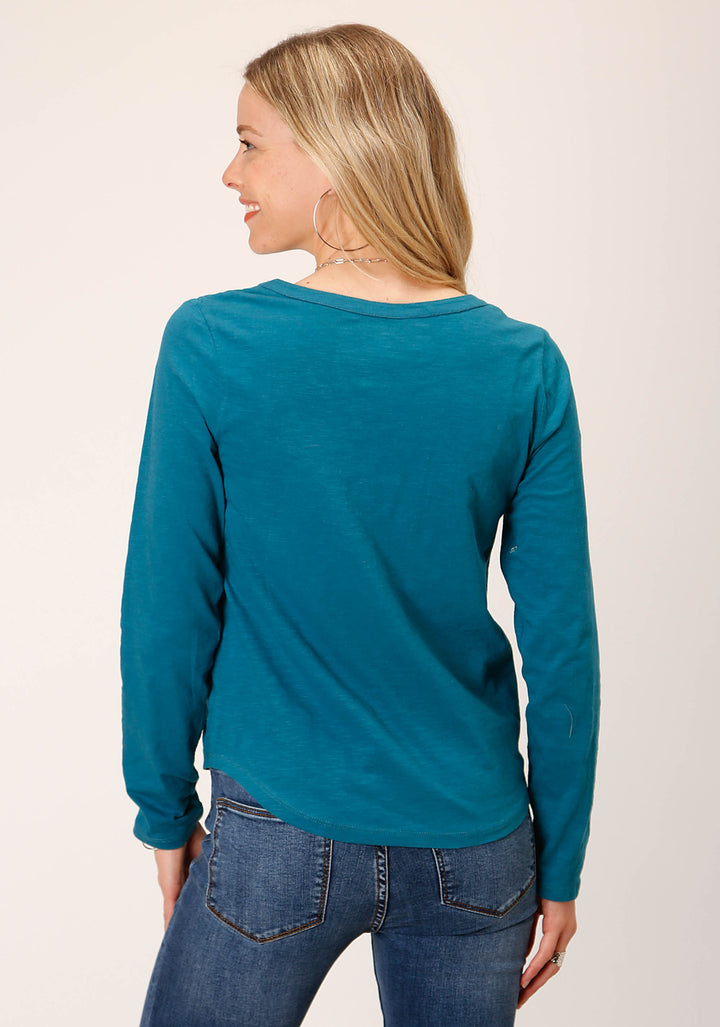 WOMENS LONG SLEEVE KNIT COTTON SLUB JERSEY TEE SHIRT TOP