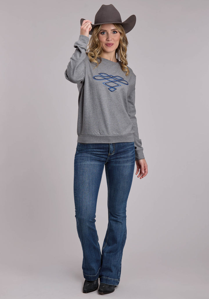 WOMENS ROPER HEATHER GREY WESTERN SWEATSHIRT
