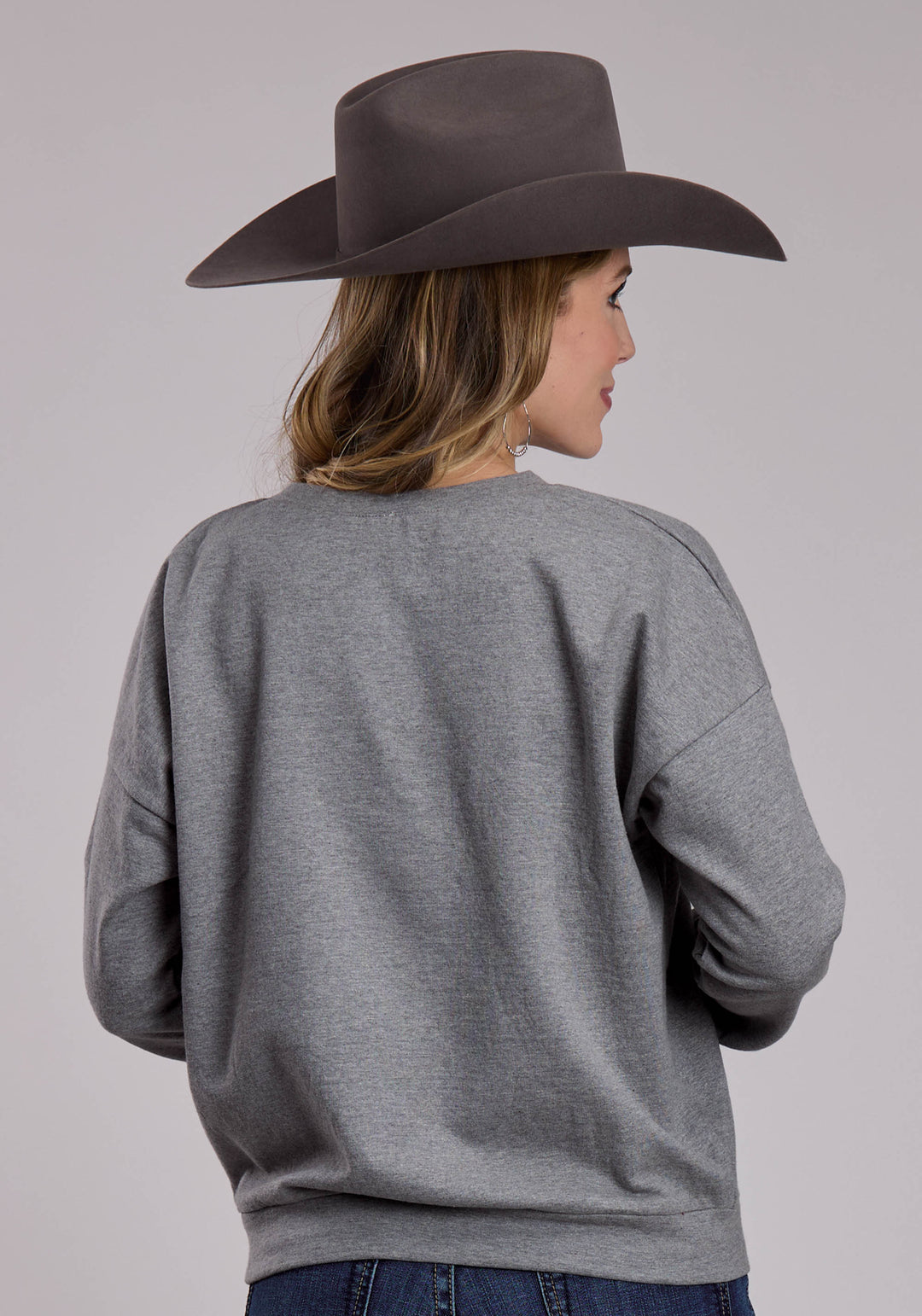 WOMENS ROPER HEATHER GREY WESTERN SWEATSHIRT
