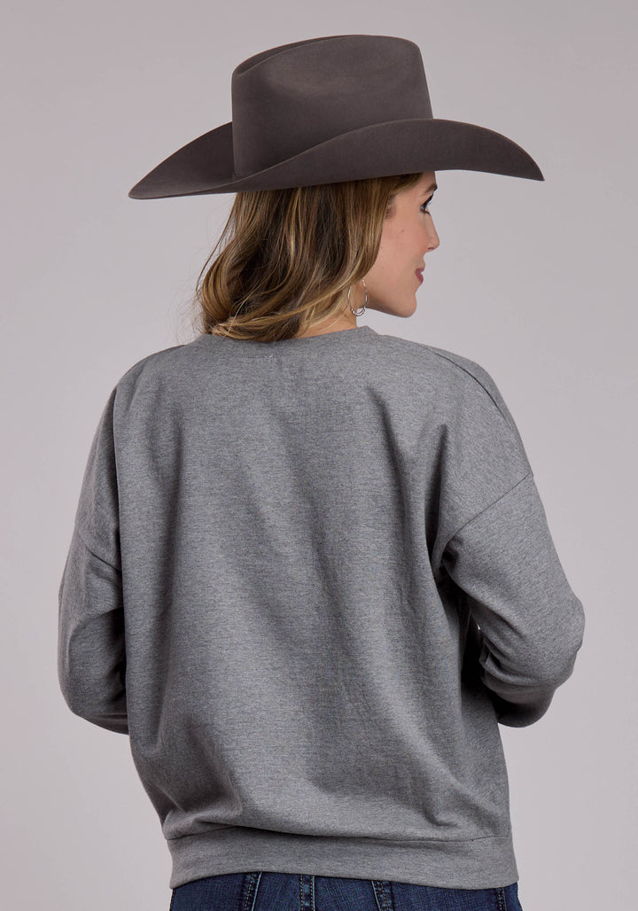 WOMENS ROPER HEATHER GREY WESTERN SWEATSHIRT