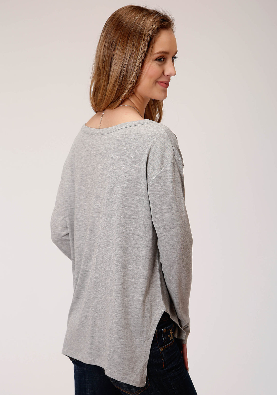 WOMENS LONG SLEEVE KNIT POLY RAYON JERSEY KNIT TOP
