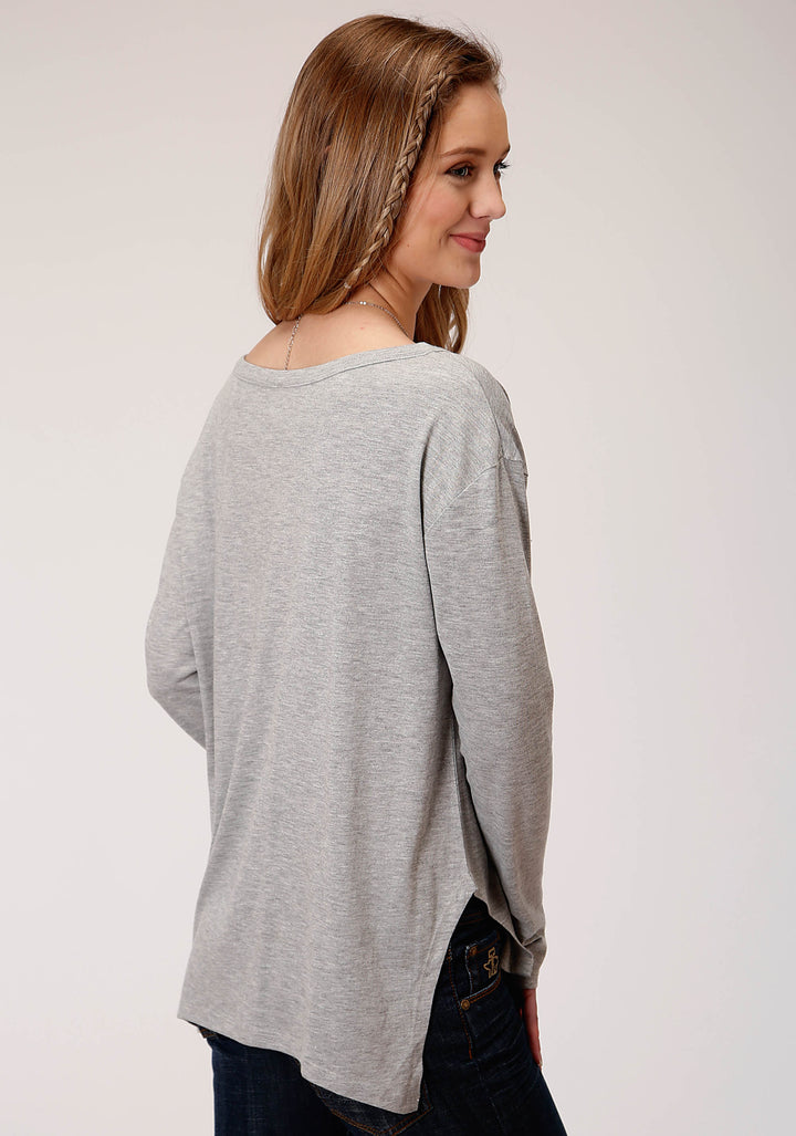 WOMENS LONG SLEEVE KNIT POLY RAYON JERSEY KNIT TOP