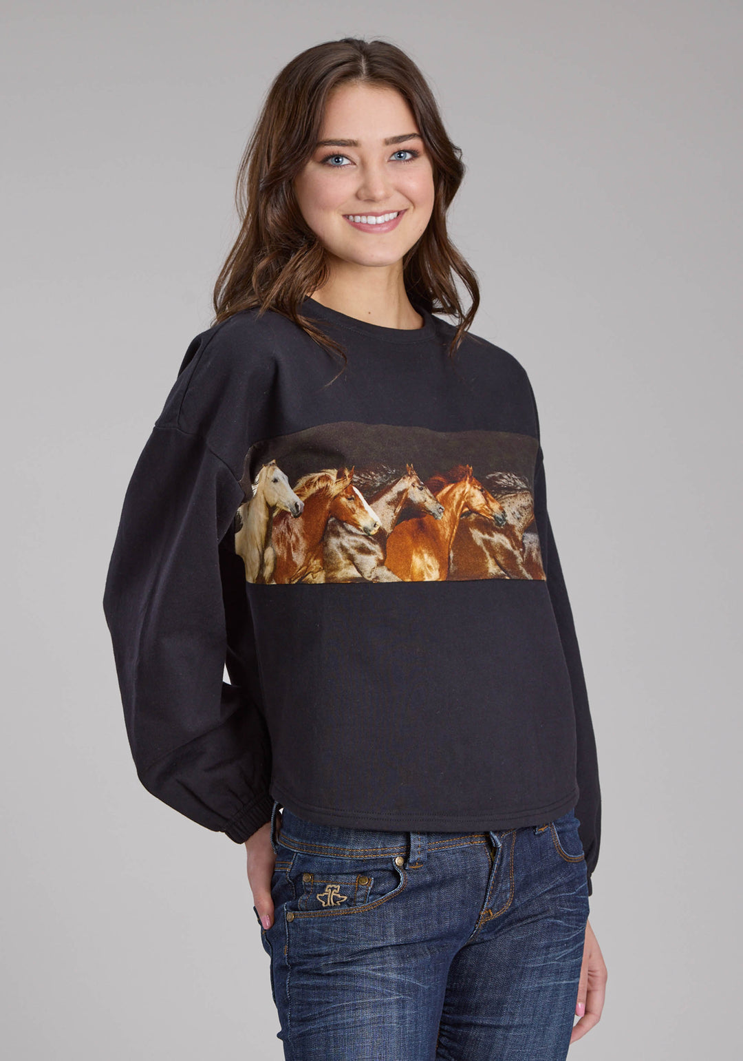 WOMENS COTTON FLEECE PULL0OVER LONG SLEEVE PULLOVER WESTERN SHIRT