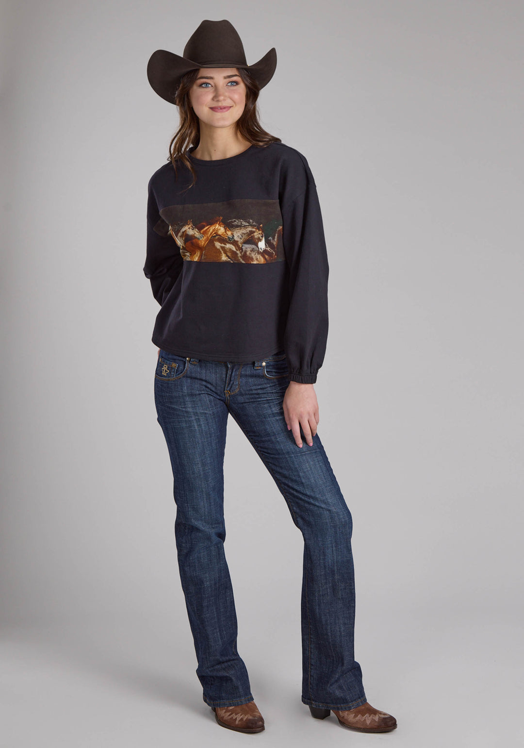 WOMENS COTTON FLEECE PULL0OVER LONG SLEEVE PULLOVER WESTERN SHIRT