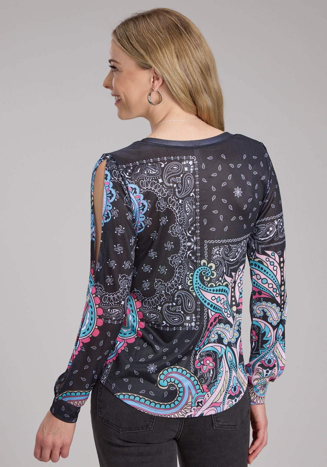 WOMENS POLY SPANDEX SWEATER KNIT TOP LONG SLEEVE PULLOVER WESTERN SHIRT