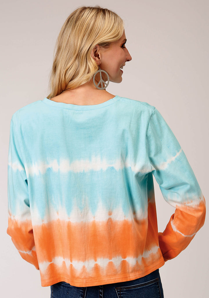 WOMENS LONG SLEEVE KNIT TIE DIE LONG SLEEVE  TSHIRT TOP