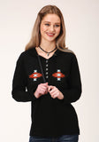 WOMENS SCREEN ON LEFT  RIGHT CHEST LONG SLEEVE KNIT TOP