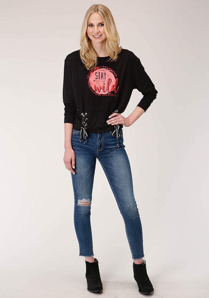 WOMENS LONG SLEEVE KNIT POLY RAYON JERSEY DOLMAN SLV CREW NECK SWEATSHIRT