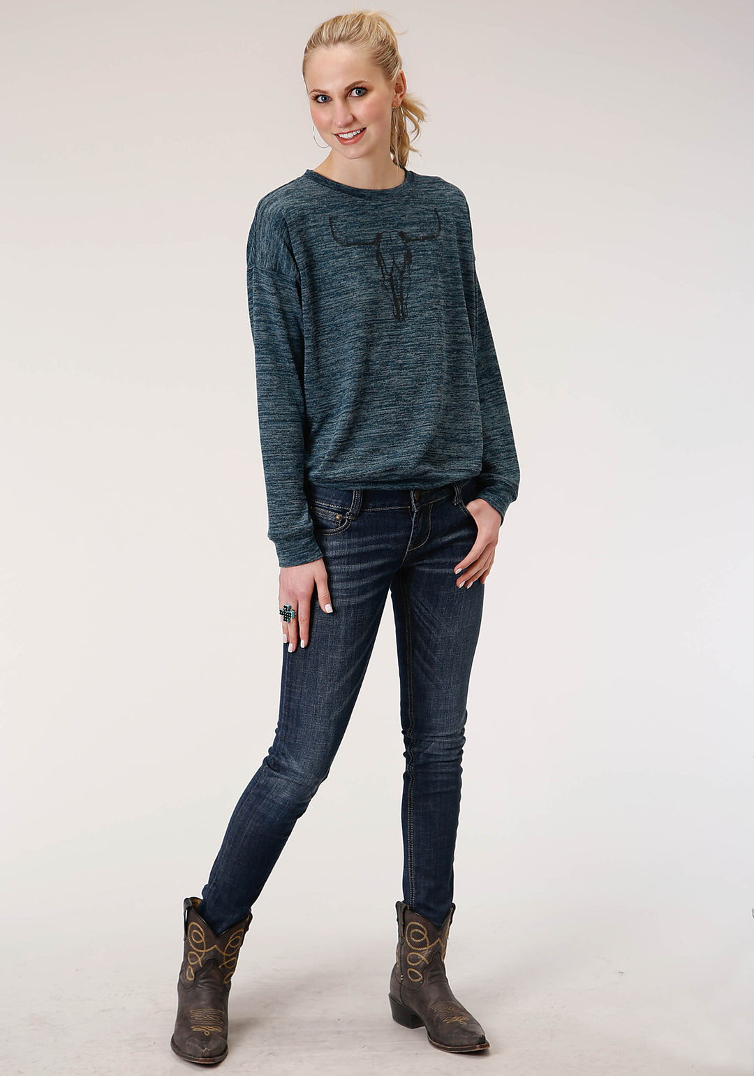 WOMENS LONG SLEEVE KNIT POLY COTTON SWEATER KNIT TOP TOP