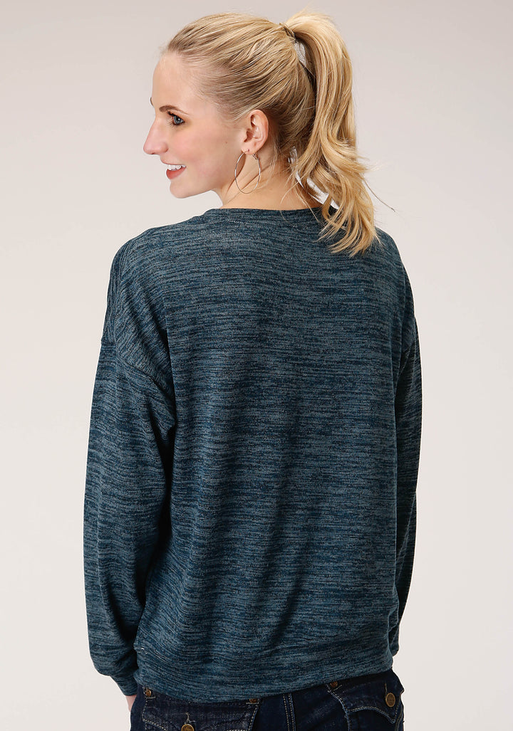 WOMENS LONG SLEEVE KNIT POLY COTTON SWEATER KNIT TOP TOP