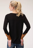 WOMENS LONG SLEEVE KNIT POLY RAYON LONG SLEEVE  SCOOP NECK  TOP