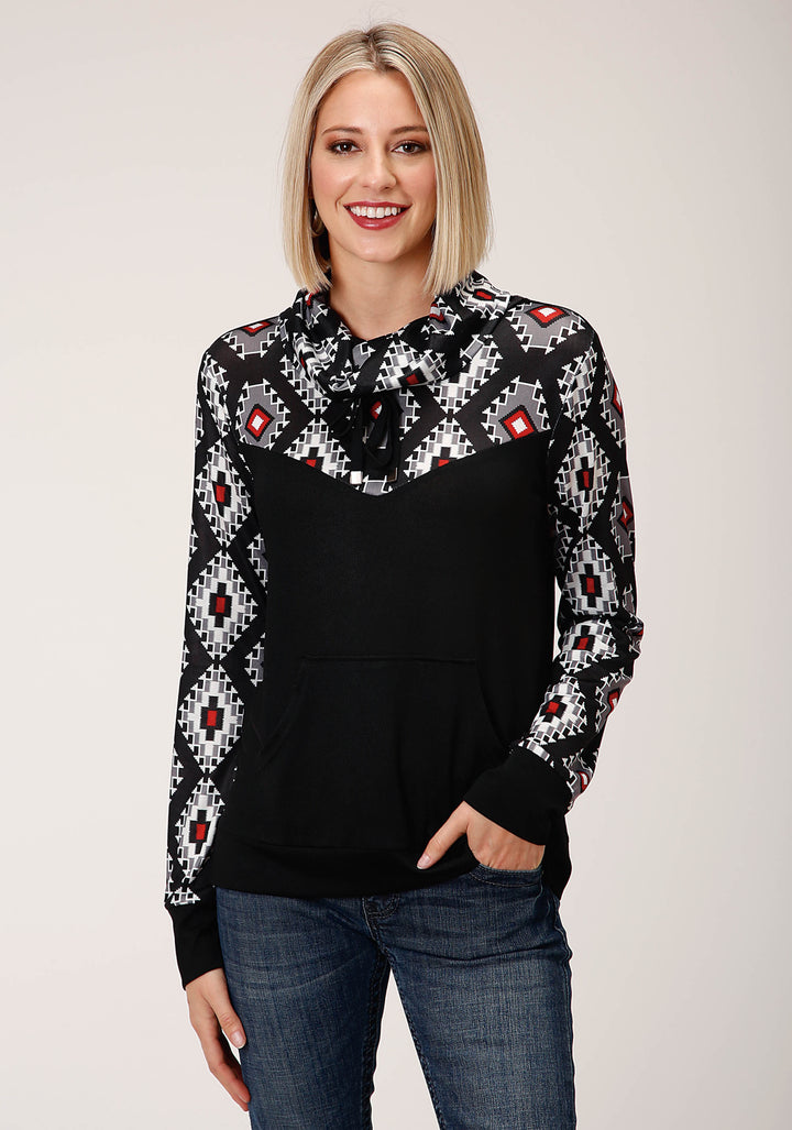 WOMENS LONG SLEEVE KNIT COWL NECK PULLOVER TOP TOP