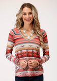 WOMENS LONG SLEEVE KNIT SWEATER KNIT VNECK TOP TOP
