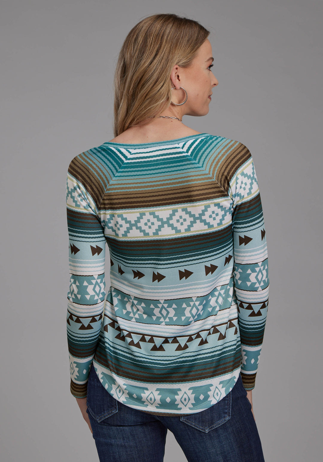 WOMENS POLY SPANDEX SWEATER JERSEY TOP LONG SLEEVE PULLOVER WESTERN SHIRT