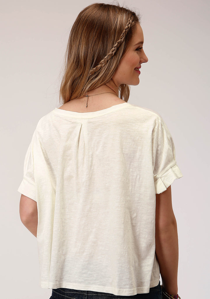 WOMENS SHORT SLEEVE KNIT COTTON JERSEY TOP TOP