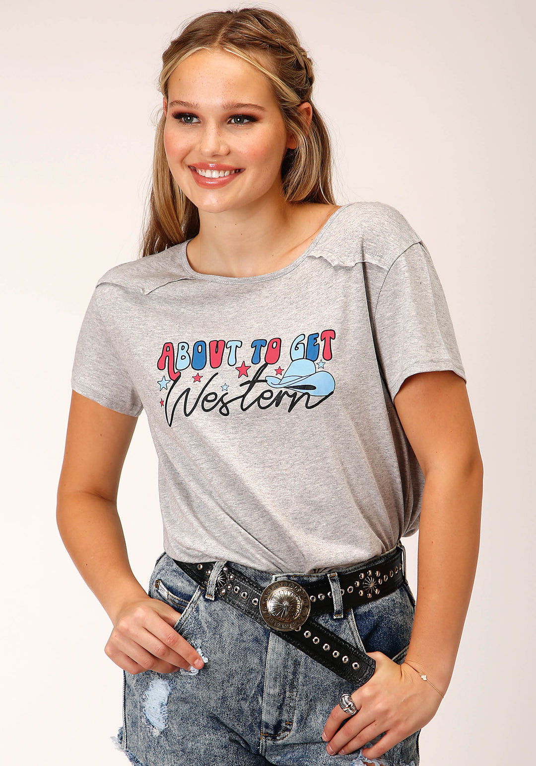 WOMENS SHORT SLEEVE KNIT POLY RAYON HEATHER GREY SHORT SLEEVE  TEE TOP