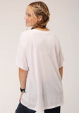 WOMENS SHORT SLEEVE KNIT WHITE POLY RAYON SHORT SLEEVE  TEE TOP