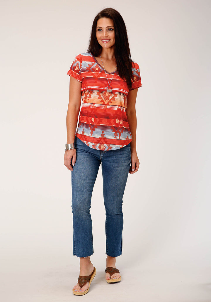 WOMENS SHORT SLEEVE KNIT POLY SLUB JERSEY VNECK TOP TOP