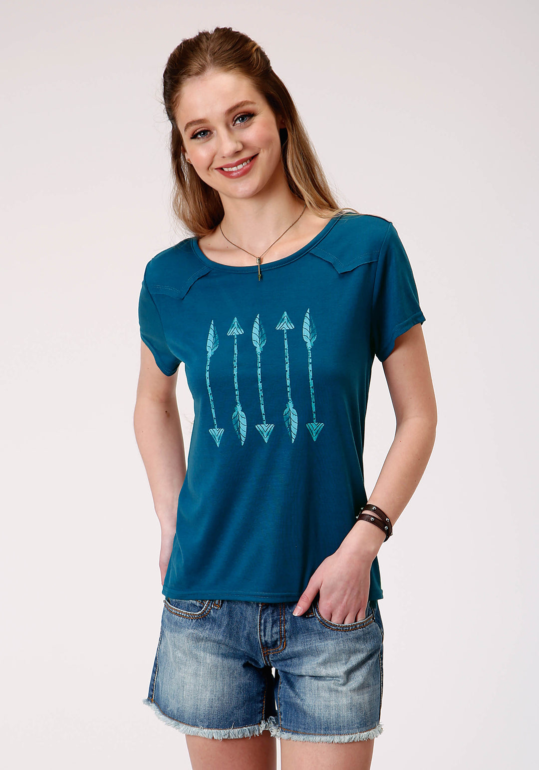WOMENS SHORT SLEEVE KNIT POLY RAYON JERSEY SWING TEE TOP