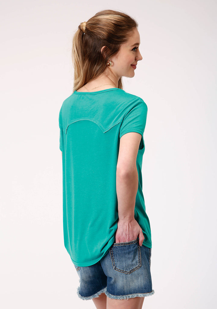 WOMENS SHORT SLEEVE KNIT POLY RAYON JERSEY SHORT SLEEVE  TEE TOP