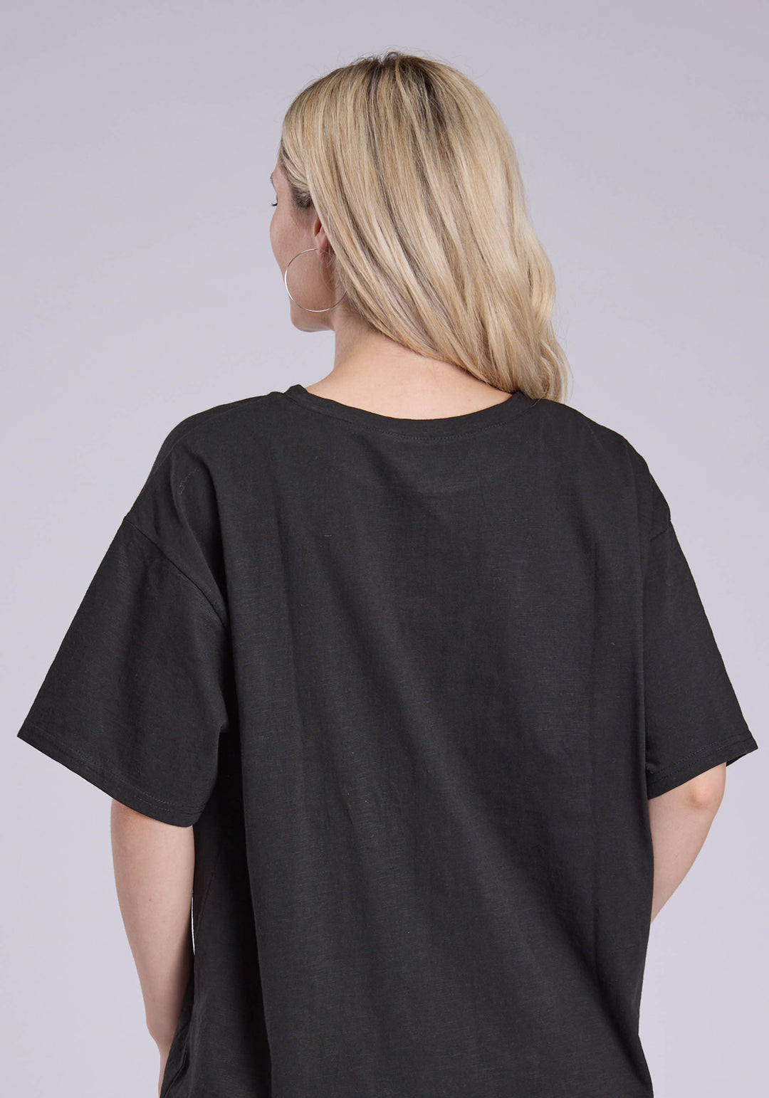 WOMENS COTTON SLUB JERSEY OVERSIZED TEE SHORT SLEEVE PULLOVER WESTERN SHIRT