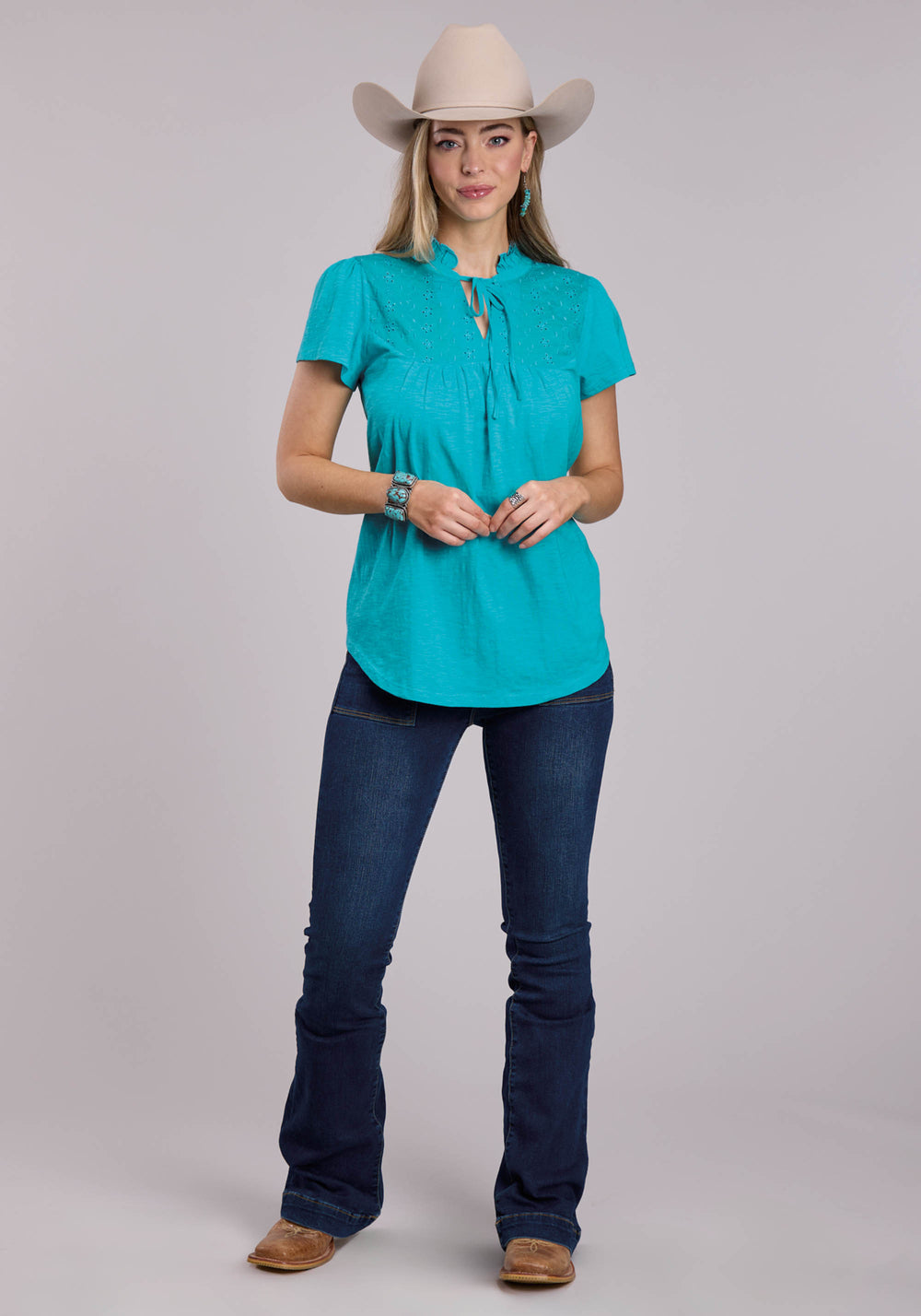 WOMENS ROPER COTTON SLUB JERSEY SHORT SLEEVE SHIRT