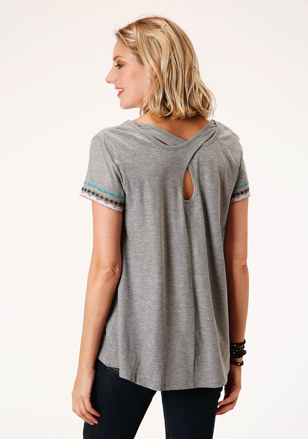 WOMENS SHORT SLEEVE KNIT COTTON SLUB JERSEY TEE TOP