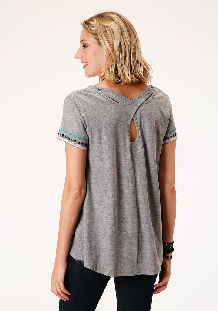 WOMENS SHORT SLEEVE KNIT COTTON SLUB JERSEY TEE TOP
