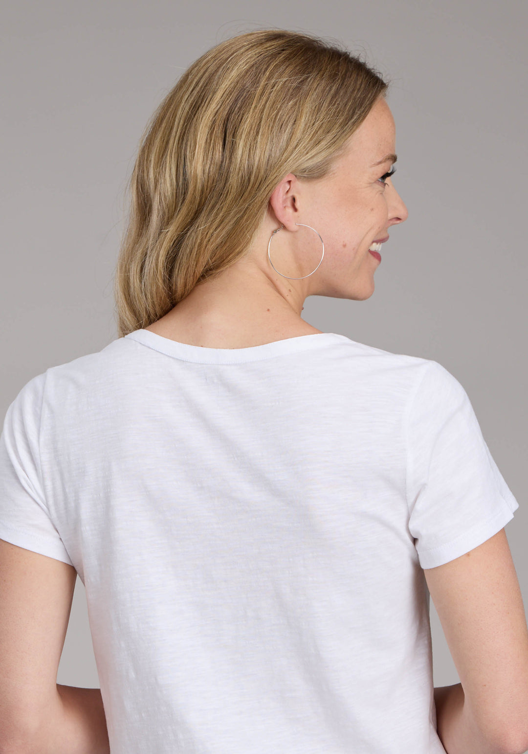 WOMENS WHITE COTTON SLUB JERSEY TEE SHORT SLEEVE PULLOVER WESTERN SHIRT