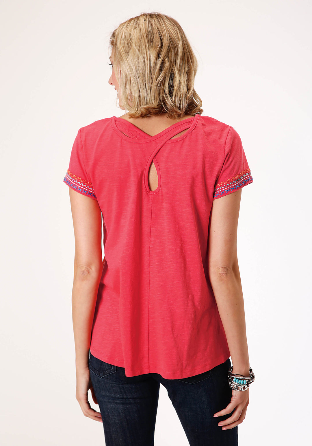 WOMENS SHORT SLEEVE KNIT COTTON SLUB JERSEY TEE TOP