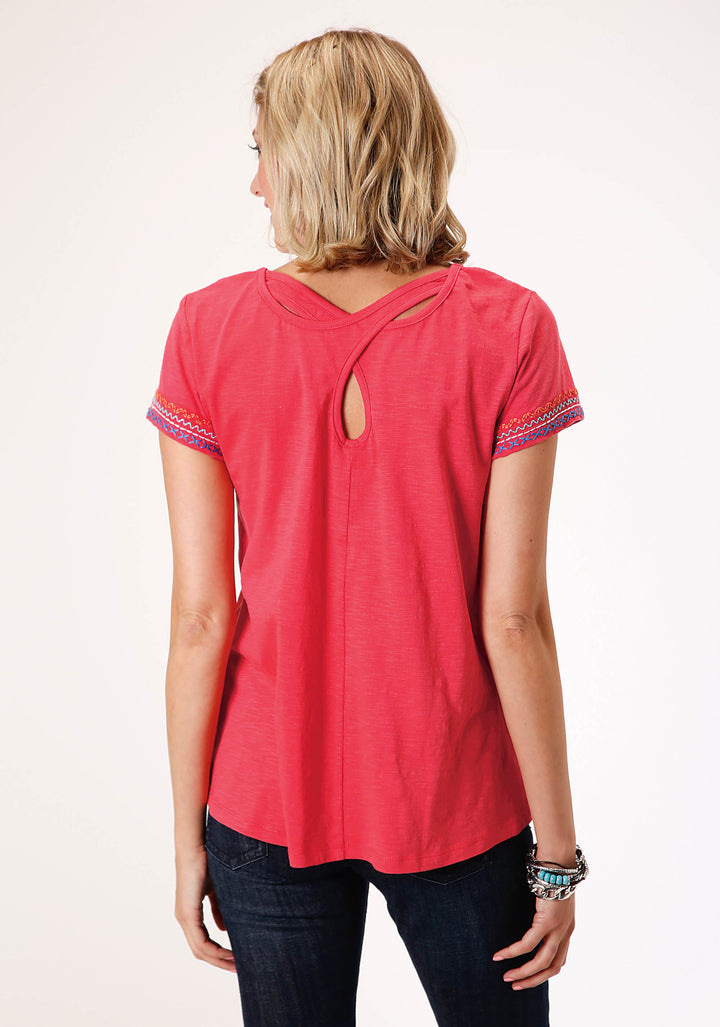 WOMENS SHORT SLEEVE KNIT COTTON SLUB JERSEY TEE TOP