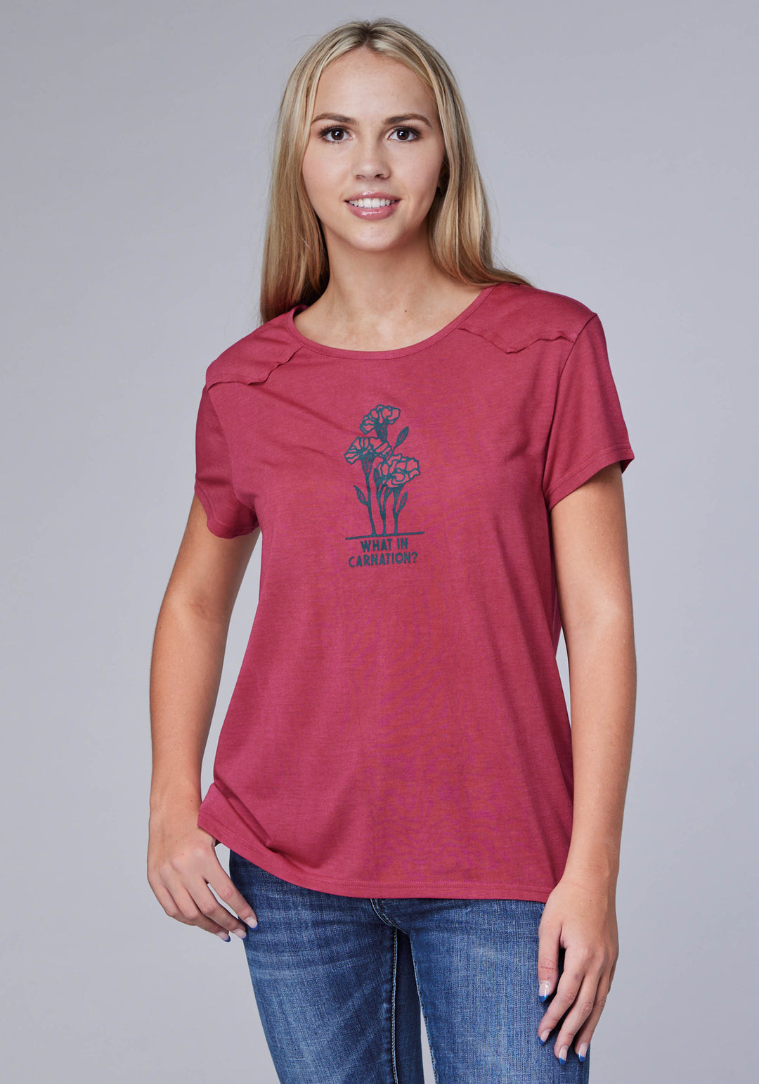 WOMENS POLY RAYON KNIT JERSEY TEE SHORT SLEEVE PULLOVER WESTERN SHIRT